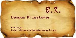 Benyus Krisztofer névjegykártya